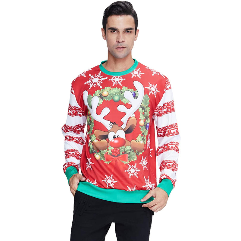 Snow Reindeer Ugly Christmas Sweater