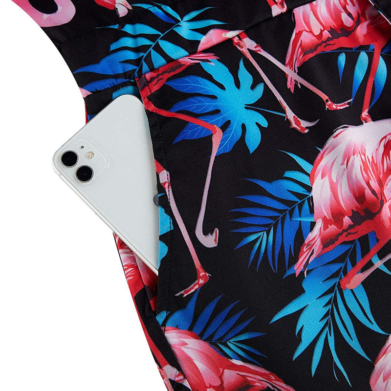 Palm Leaf Pink Flamingo Male Romper