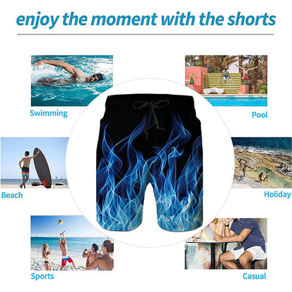 Blue Flame Funny Swim Trunks