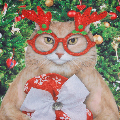 Rentier Brille Katze Hässlicher Weihnachtspullover