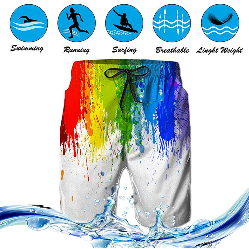 Paint Splatter White Funny Swim Trunks