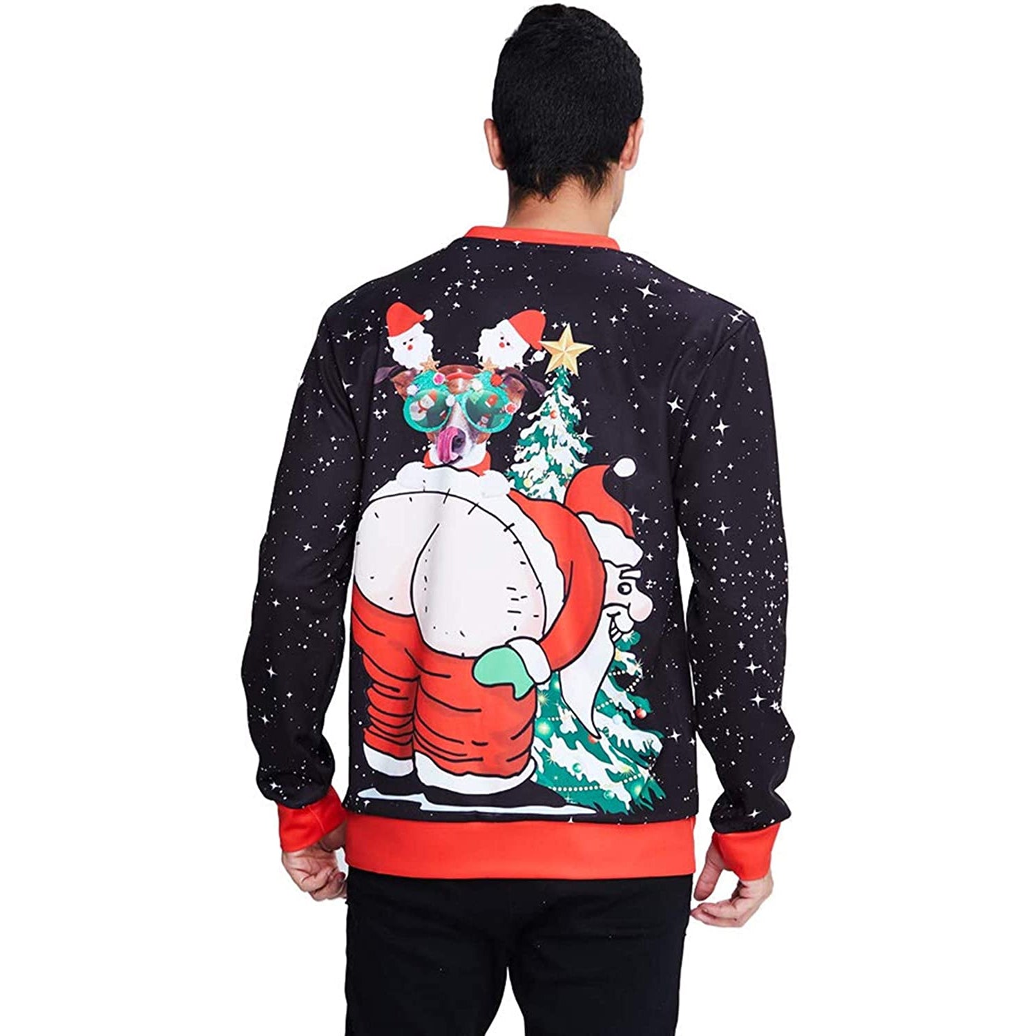 Shirtgeil Maglia Donna Natale 'Santa Paws' Con Carlino – 100% Cotone, Manica Lunga