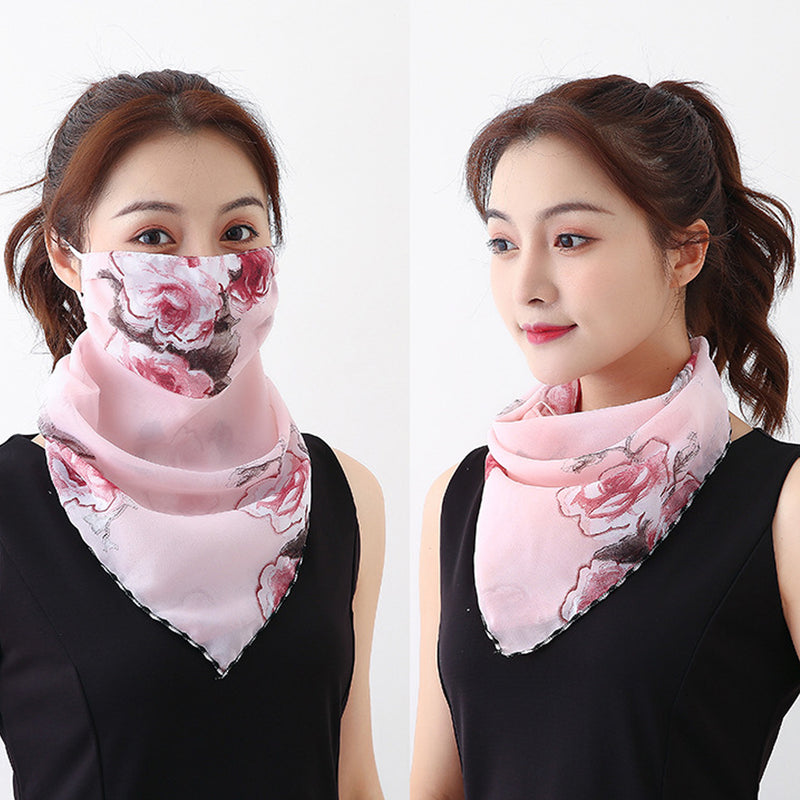 Rose Pink Bandana Scarf With Ear Loops