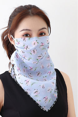 Peach Blossom Blue Bandana Scarf With Ear Loops