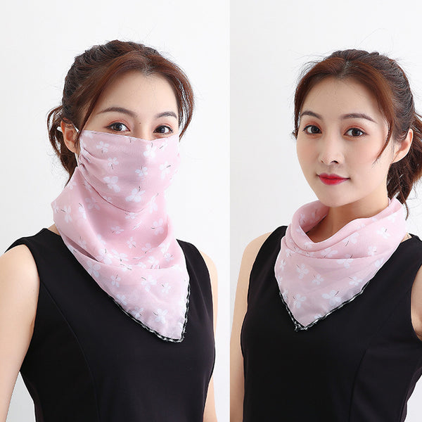 Four-leaf Clover Pink Bandana Scarf With Ear Loops