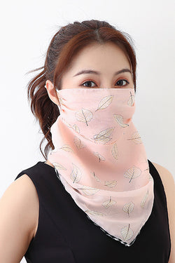 Leaf Pink Bandana Scarf With Ear Loops