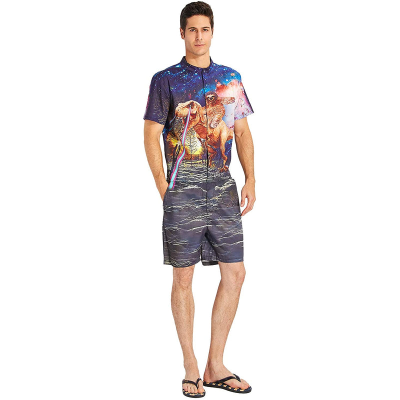 Sloth Riding Dinosaur Male Romper