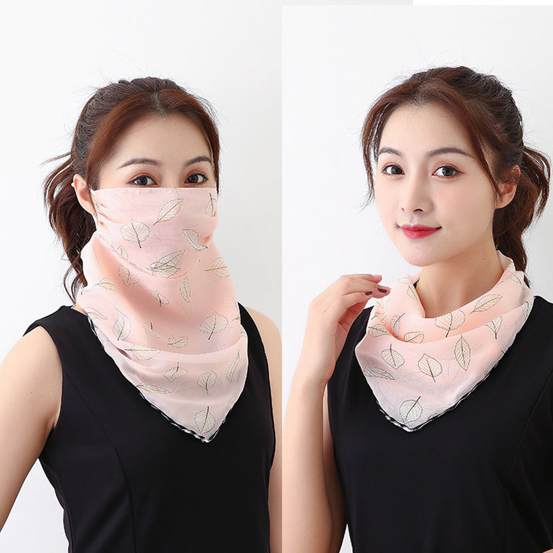 Leaf Pink Bandana Scarf With Ear Loops