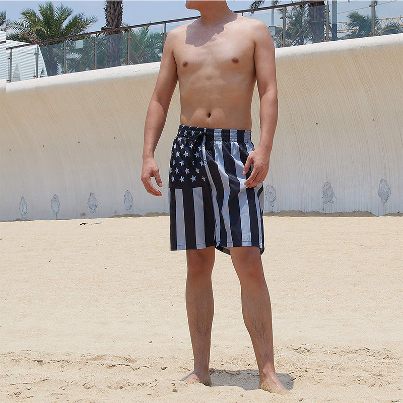 Black American Flag Funny Swim Trunks