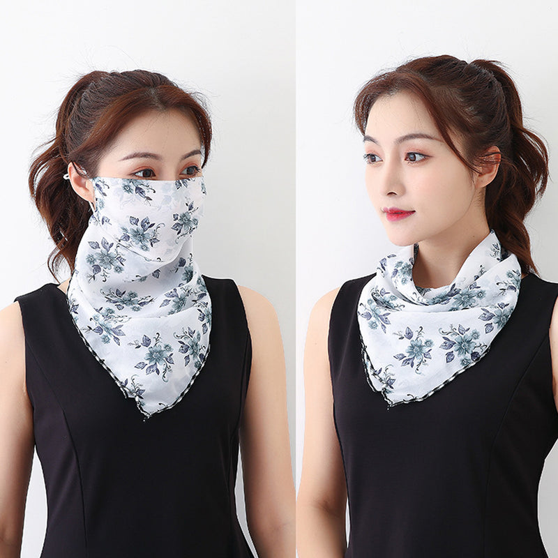 Begonia Flowers Bandana Scarf With Ear Loops