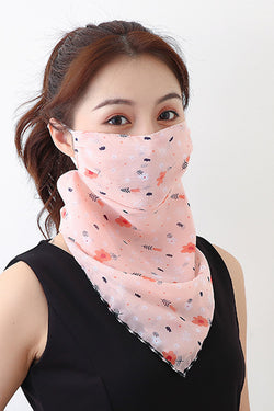 Snow Bud Flowers Pink Bandana Scarf With Ear Loops