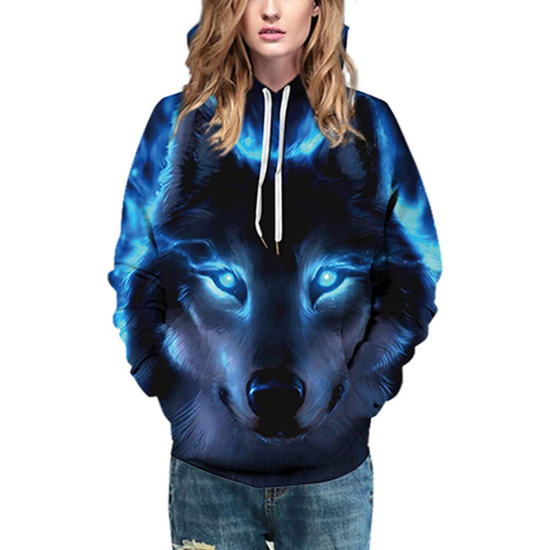 Blue Galaxy Wolf Hoodie